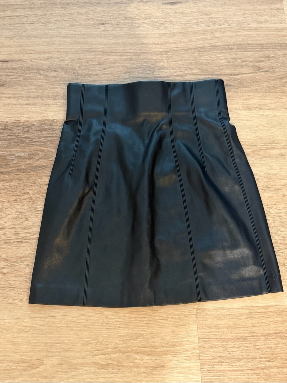 Zara Black Faux Leather Panel Mini Skirt